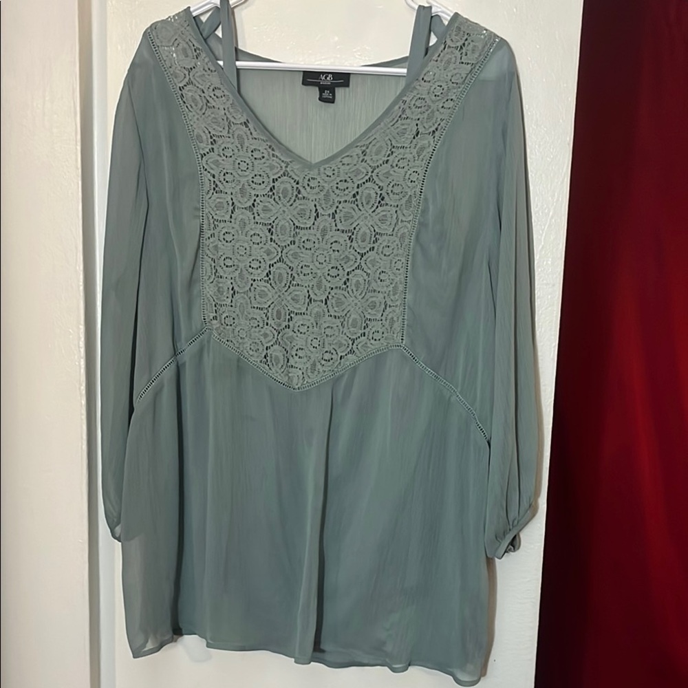 AGB Green Embellished Blouse Relaxed Fit